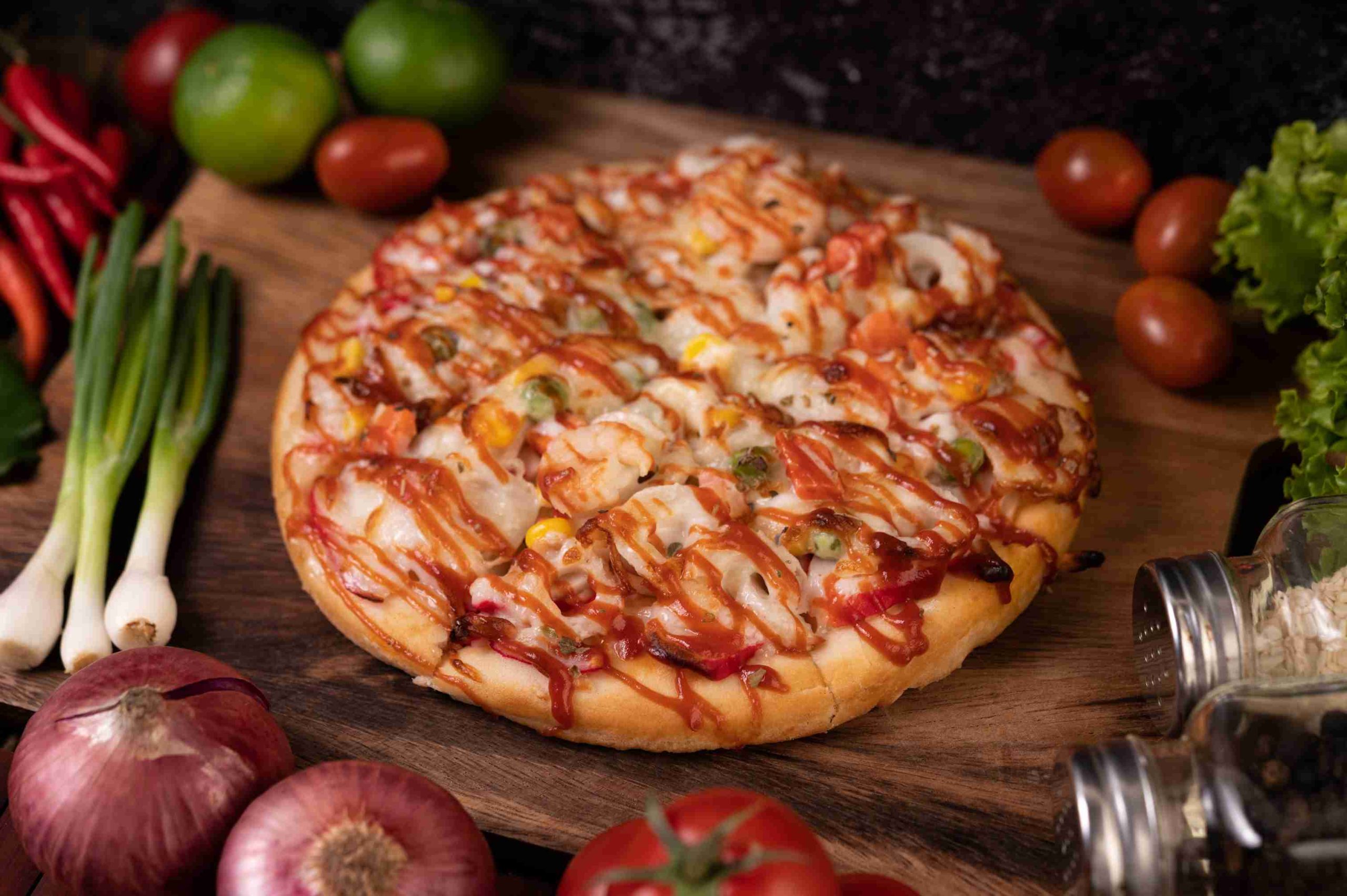 PIZZA WITH SHRIMP FRA DIAVOLO